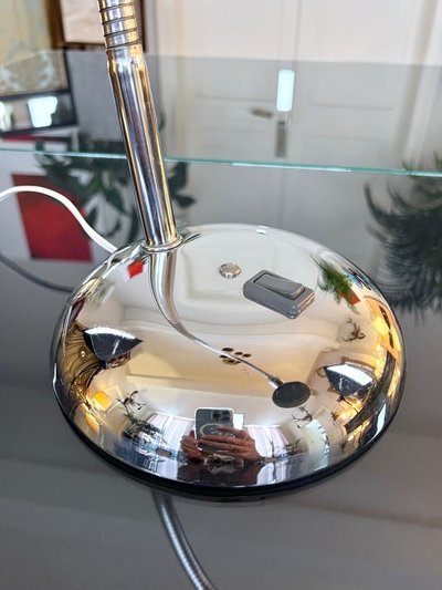 Lampe De Bureau Métal Chromé Bras Orientable - Vintage