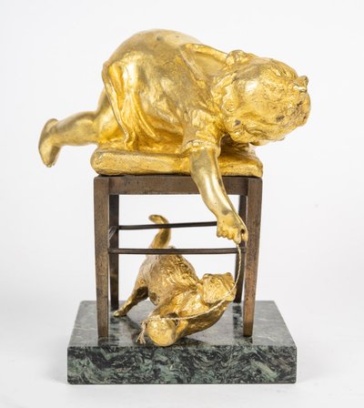 Scultura Art Déco in bronzo dorato, Louis OURY