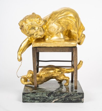Scultura Art Déco in bronzo dorato, Louis OURY