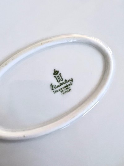 Piatto per verdure e piatto da portata Porcellana e filetti di platino - Pezzi d'epoca