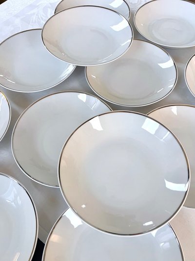 Piatti fondi in porcellana Filet Platine - Servizio da tavola d'epoca