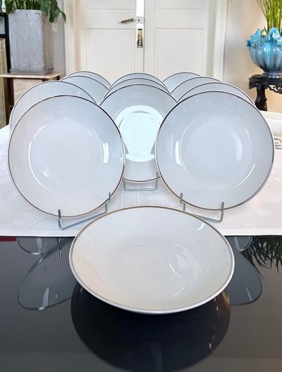 Piatti fondi in porcellana Filet Platine - Servizio da tavola d'epoca