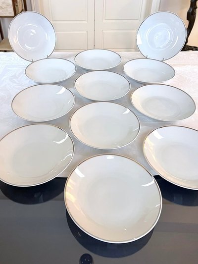 Piatti fondi in porcellana Filet Platine - Servizio da tavola d'epoca