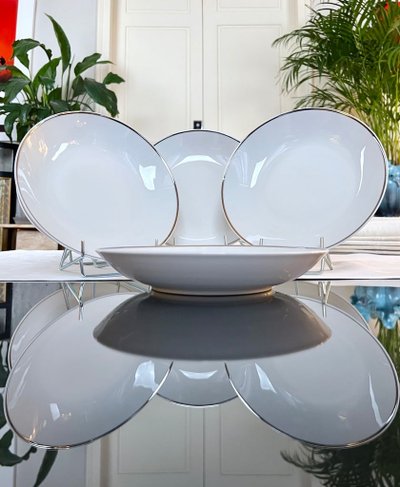 Piatti fondi in porcellana Filet Platine - Servizio da tavola d'epoca