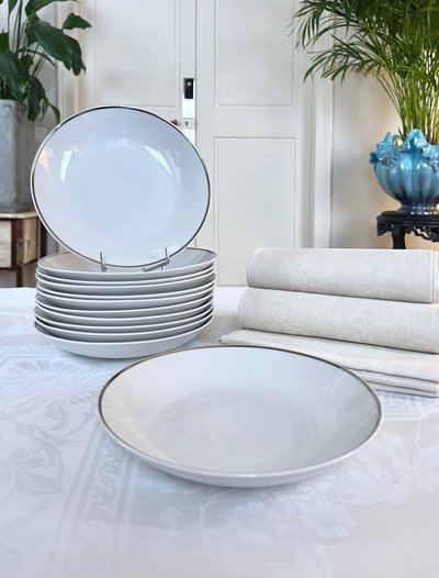 Piatti fondi in porcellana Filet Platine - Servizio da tavola d'epoca