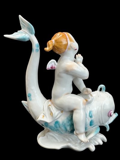 Volkstedt - Porcelain figure Eros on a dolphin I