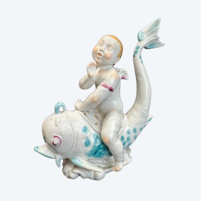 Volkstedt - Porcelain figure Eros on a dolphin I