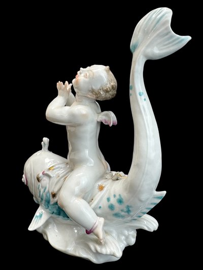 Volkstedt - Porcelain figure Eros on a dolphin II
