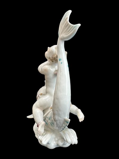 Volkstedt - Porcelain figure Eros on a dolphin II