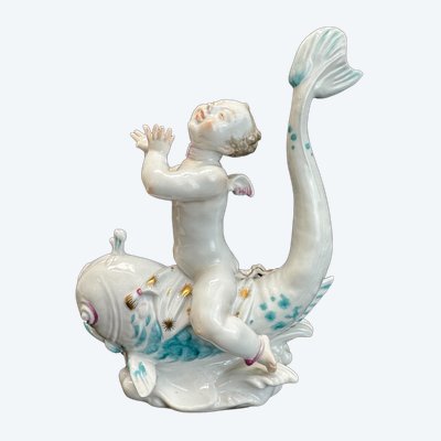 Volkstedt - Porcelain figure Eros on a dolphin II