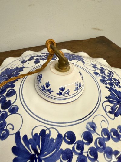 Pair of hand-painted ceramic chandeliers 20th century, 30x7cm