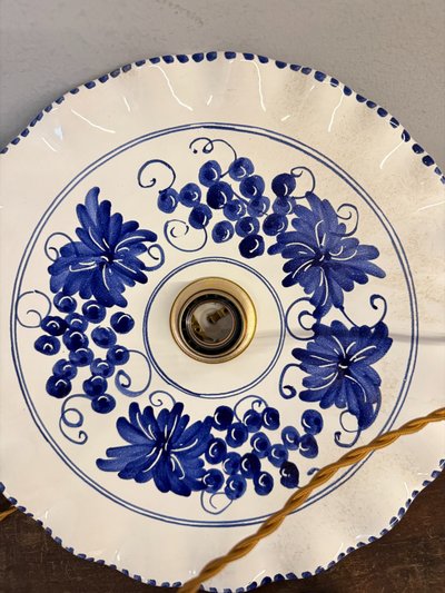 Pair of hand-painted ceramic chandeliers 20th century, 30x7cm
