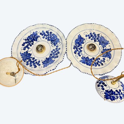 Pair of hand-painted ceramic chandeliers 20th century, 30x7cm