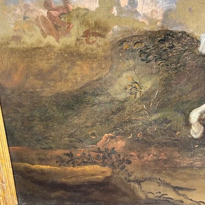 Huile sur toile de Jacques Courtois, « Bourguignonne », Combat d'un chevalier et d'un tambour. XVIIe