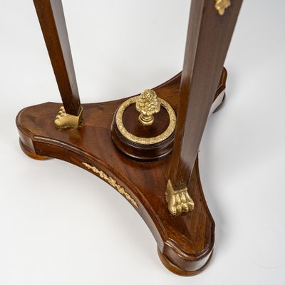 Mahogany and Mahogany Veneer Pedestal with vert de Mer Marble Top, Empire Style circa 1870