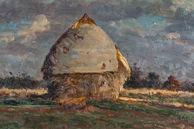 Gaston Bonfils (1855-1946) - The Haystack, Oil on Wood, circa 1880-1900