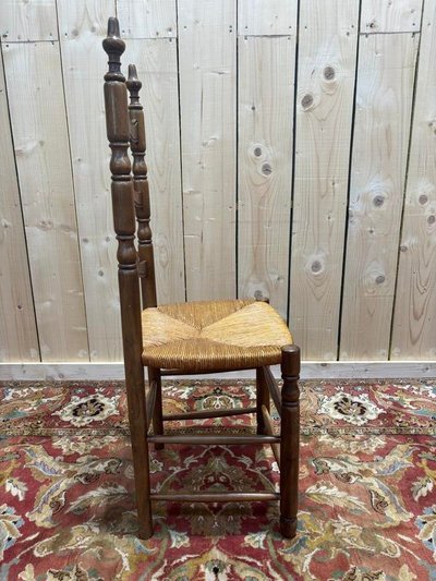 Série de 6 chaises paillées haut dossier 