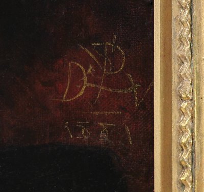 Peinture à l'huile sur toile " Petit chien blanc " datée de 1881