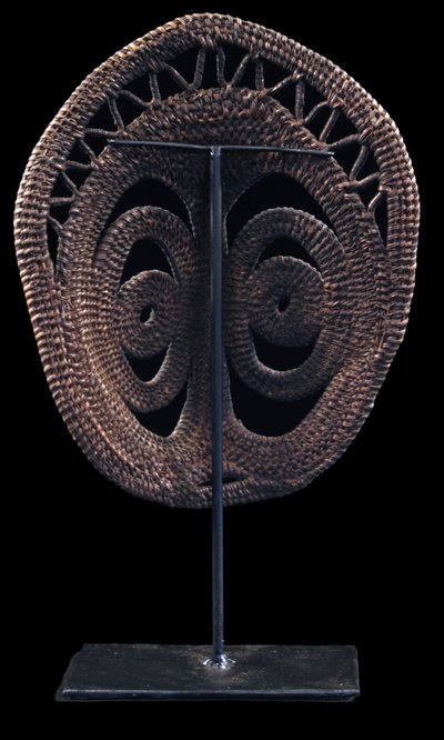 Yamswurzelmaske, Stammeskunst, Ozeanische Kunst, Korbflechterei, Papua-Neuguinea, Ozeanische Kunst, 26 cm