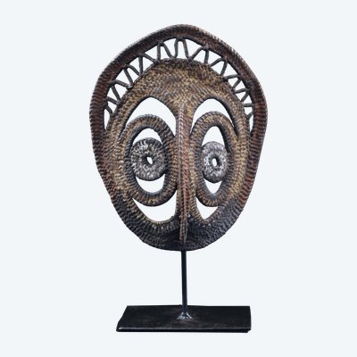 Yamswurzelmaske, Stammeskunst, Ozeanische Kunst, Korbflechterei, Papua-Neuguinea, Ozeanische Kunst, 26 cm