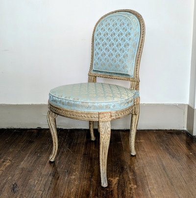 Georges Jacob - chaise transition, modèle royal - bois peint et soie Lelièvre