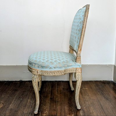 Georges Jacob - chaise transition, modèle royal - bois peint et soie Lelièvre