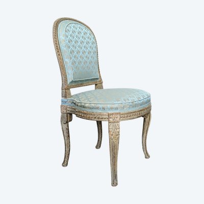 Georges Jacob - chaise transition, modèle royal - bois peint et soie Lelièvre