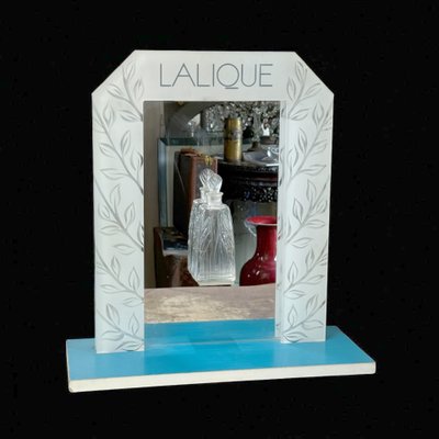 PRÉSENTOIR ANCIEN DE MAGASIN DE LA MARQUE LALIQUE EN PLEXIGLAS ET MIROIR