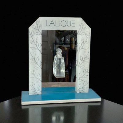 PRÉSENTOIR ANCIEN DE MAGASIN DE LA MARQUE LALIQUE EN PLEXIGLAS ET MIROIR