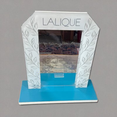 PRÉSENTOIR ANCIEN DE MAGASIN DE LA MARQUE LALIQUE EN PLEXIGLAS ET MIROIR