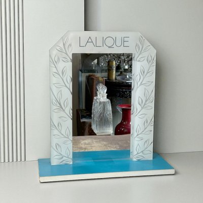 PRÉSENTOIR ANCIEN DE MAGASIN DE LA MARQUE LALIQUE EN PLEXIGLAS ET MIROIR