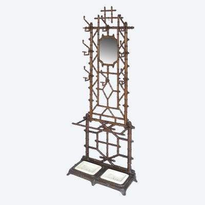 Bamboo style cast iron coat rack by Deville Pailliette & Cie Fondeur, Charleville Ardennes