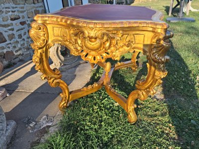 Mitteltisch XIX aus vergoldetem Holz Inspiration Louis XV