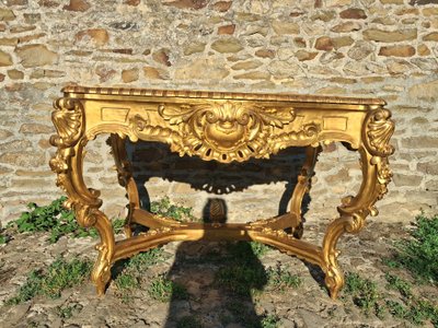 Mitteltisch XIX aus vergoldetem Holz Inspiration Louis XV