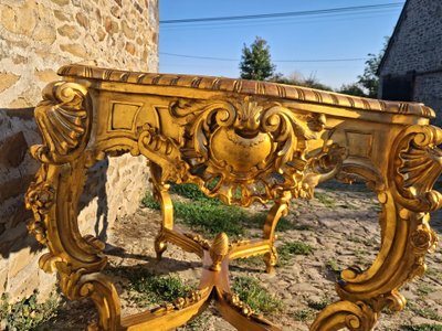 Mitteltisch XIX aus vergoldetem Holz Inspiration Louis XV