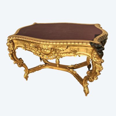 Mitteltisch XIX aus vergoldetem Holz Inspiration Louis XV