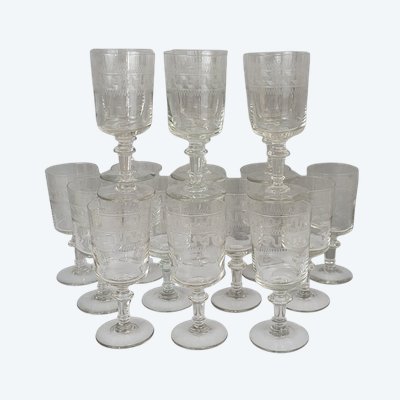18 water/wine glasses Late 19th century