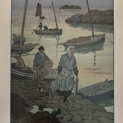 Litografia di Henri Rivière La Féérie des Heures - Le Crépuscule