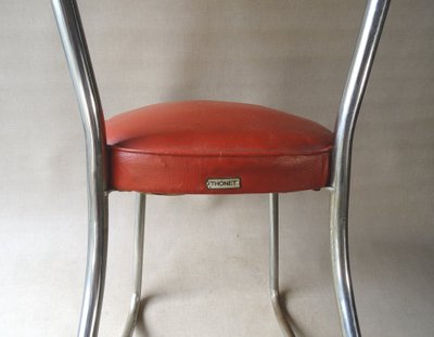 Thonet Bauhaus chair, leather and steel, ca. 1950 - Stahlrorhmobel -