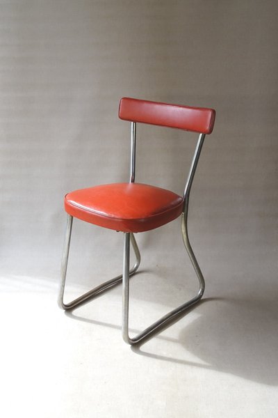 Thonet Bauhaus chair, leather and steel, ca. 1950 - Stahlrorhmobel -