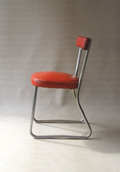 Thonet Bauhaus chair, leather and steel, ca. 1950 - Stahlrorhmobel -