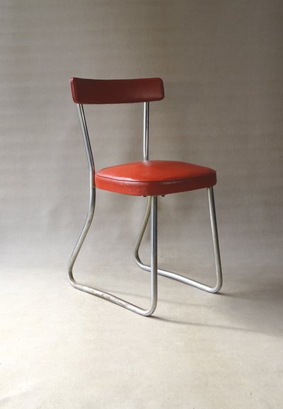Thonet Bauhaus chair, leather and steel, ca. 1950 - Stahlrorhmobel -