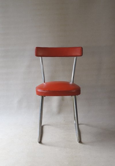 Thonet Bauhaus chair, leather and steel, ca. 1950 - Stahlrorhmobel -