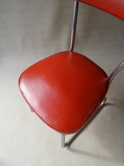Thonet Bauhaus chair, leather and steel, ca. 1950 - Stahlrorhmobel -