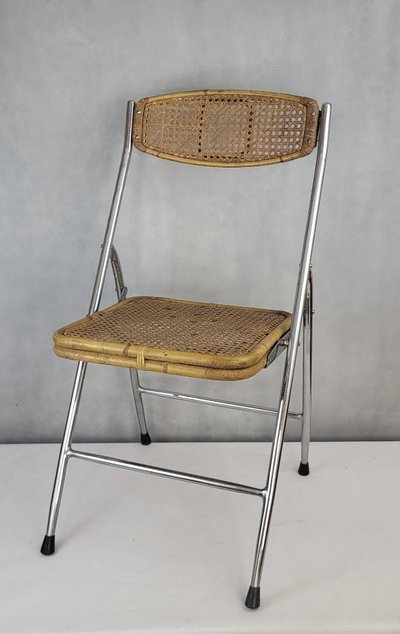 Pair of 1970's rattan folding chairs