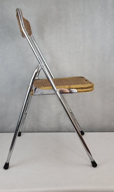 Pair of 1970's rattan folding chairs