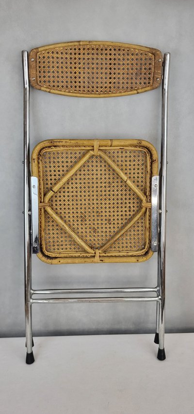 Pair of 1970's rattan folding chairs