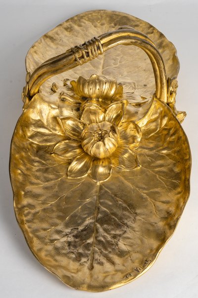 Ciotola in bronzo dorato firmata C.R. Vibert - periodo Art Nouveau (circa 1900)