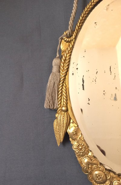 Piccolo specchio Art Déco in bronzo dorato dlg Paul Follot