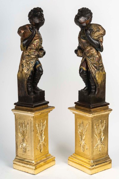 A Pair Of Carved And Gilt Wood Nubian Sculptures, early 19th Century